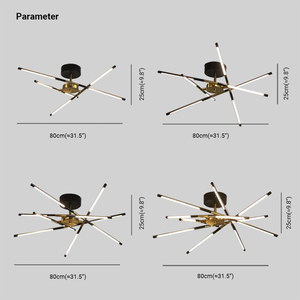 Edge Deckenleuchte, Schwarz & Gold, 6/8/10/12-flamming - Lumpaz
