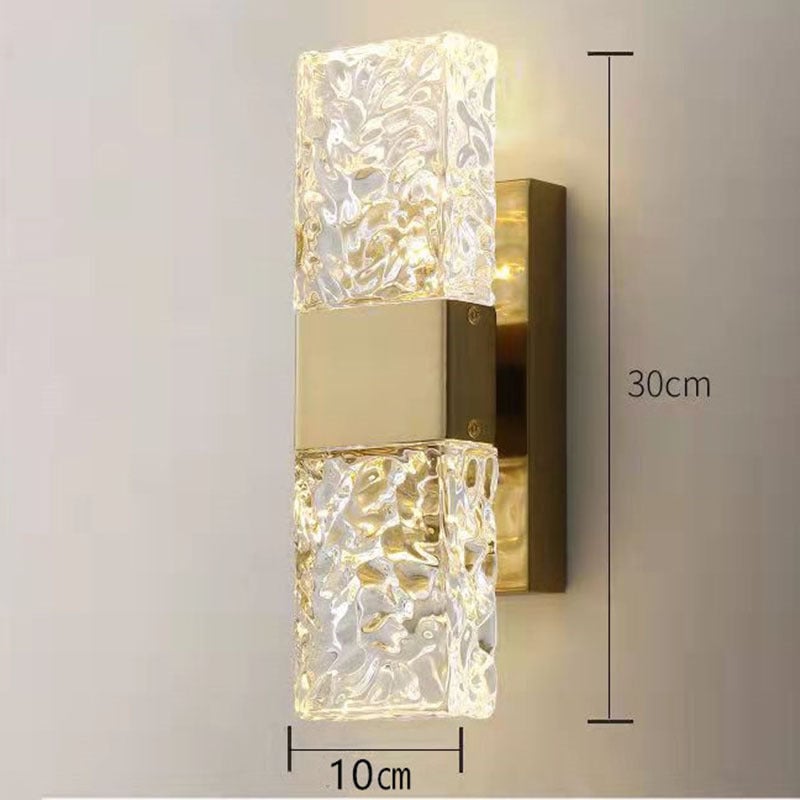 Chan Water Maserung Glas Luxus Licht Dekorativ Wandleuchte für Wohnzimmer, Höhe 30 CM - Lumpaz