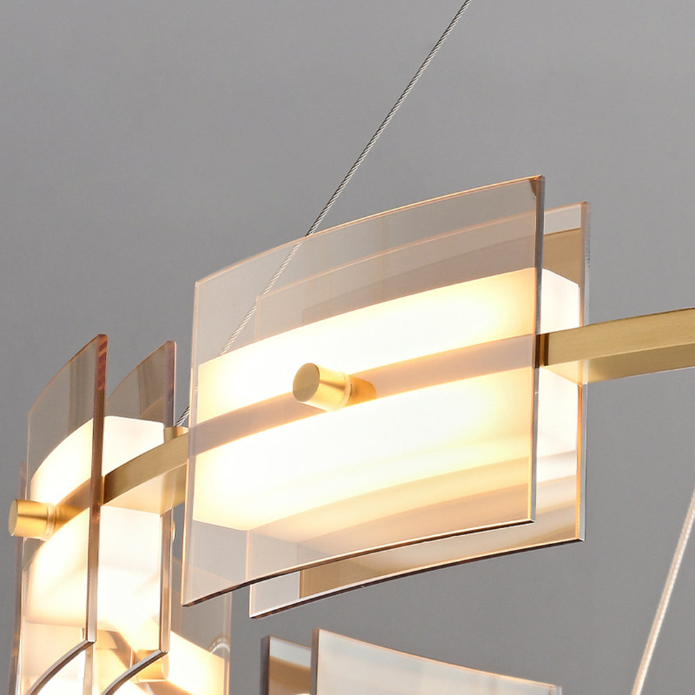 Evette Pendelleuchte 2 Farbe Fernsteuerung 1/2 Ring Kupfer& Glas, 9/12/15 -flammig - Lumpaz