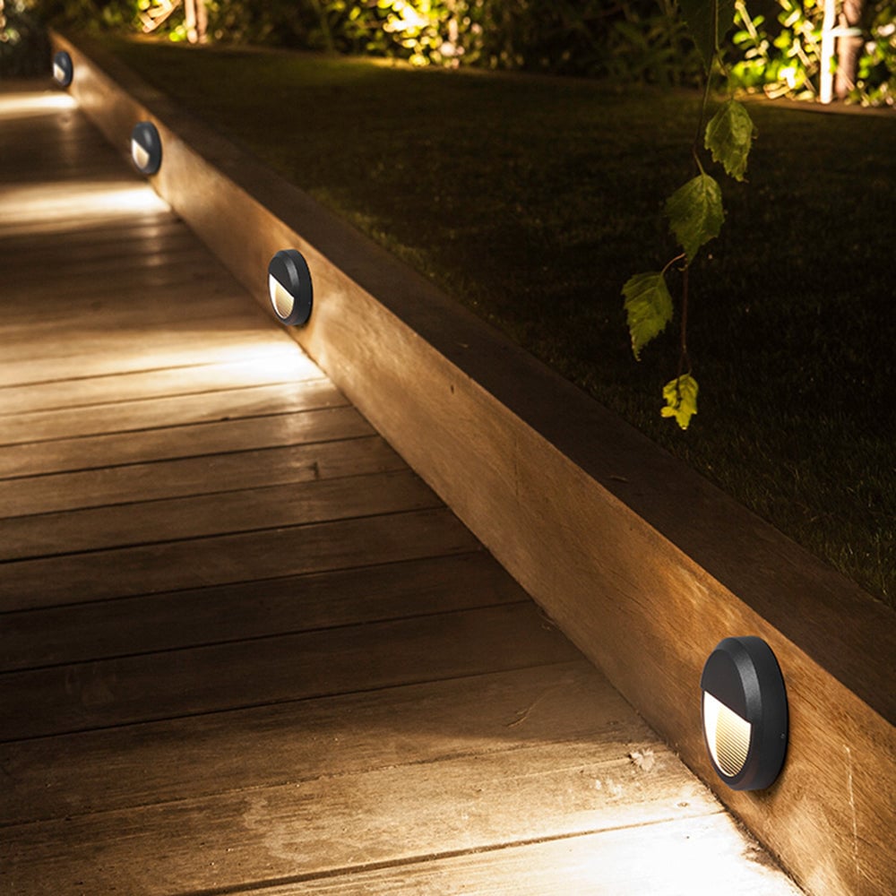 Orr Quadrat & Kreis Außen-Treppenleuchte, ∅ 20/23CM - Lumpaz