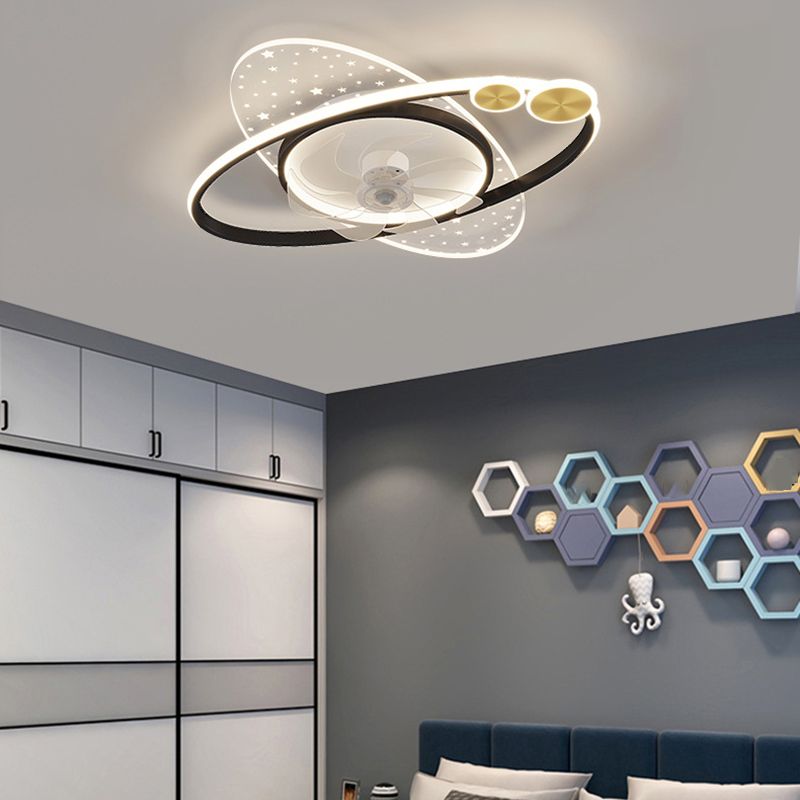 Madina Deckenventilator mit Beleuchtung 2-Ring 7-Blatt, 2 Farben, 58CM Lang - Lumpaz