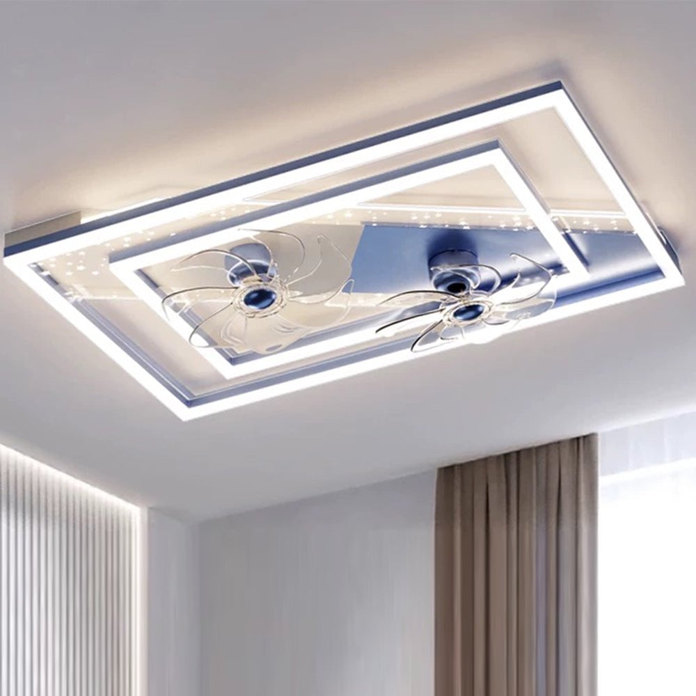 Kelley Deckenventilator mit Beleuchtung Blau & Schwarz, 5 Stile, ∅50/90/110CM - Lumpaz