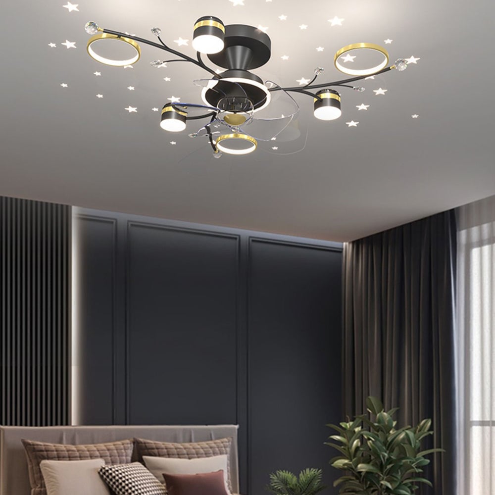 Madina Deckenventilator mit Beleuchtung, 6/8/10-flammig, ∅80/120CM - Lumpaz