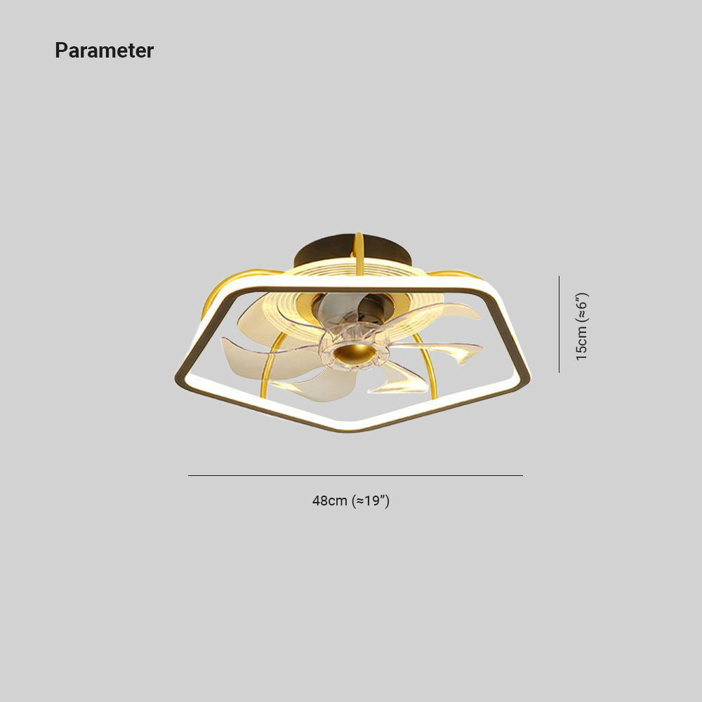 Edge Deckenventilator mit Beleuchtung Pentagon Schwarz 7-Blatt, 48CM Lang - Lumpaz