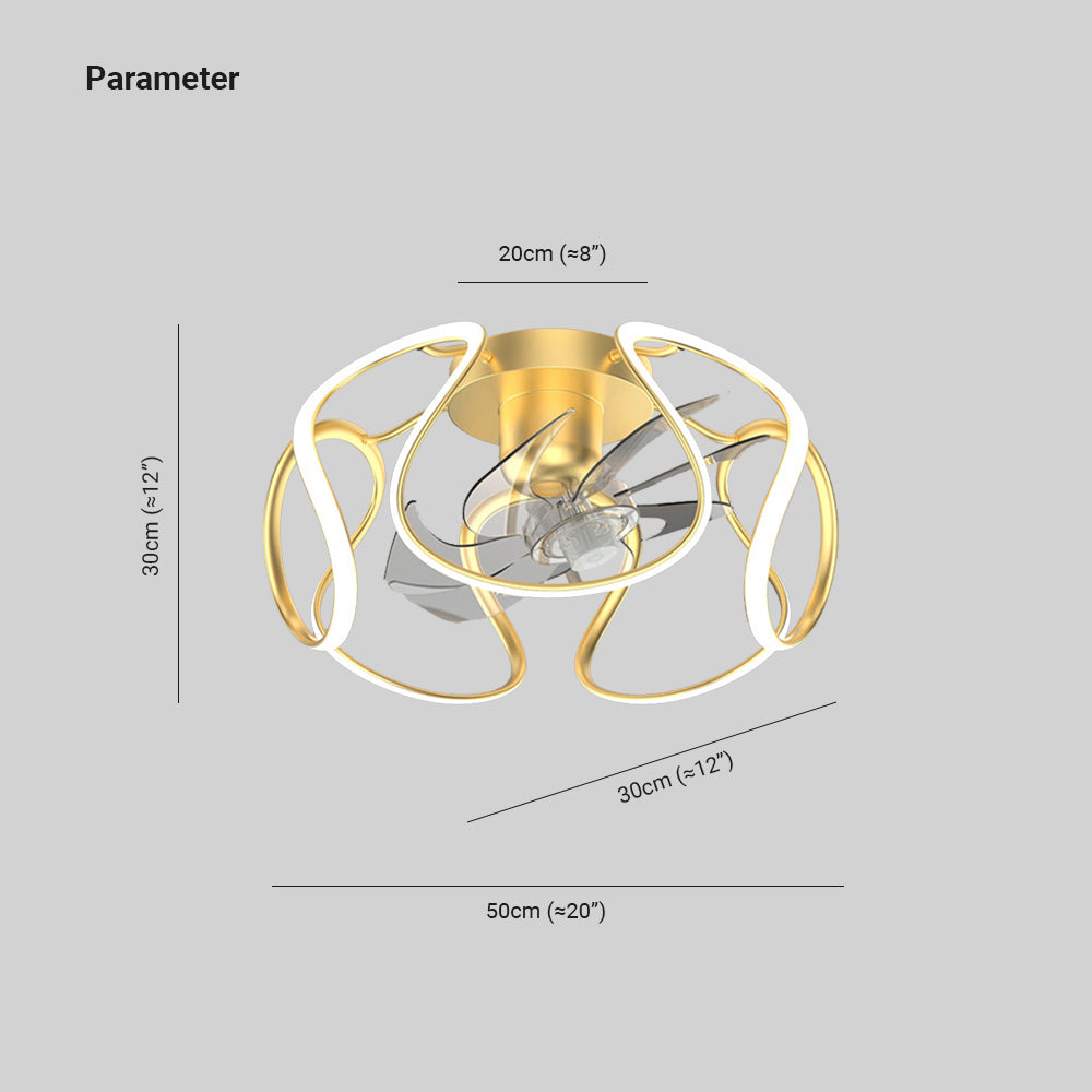 Lacey Deckenventilator mit Beleuchtung Gold, ∅50CM - Lumpaz