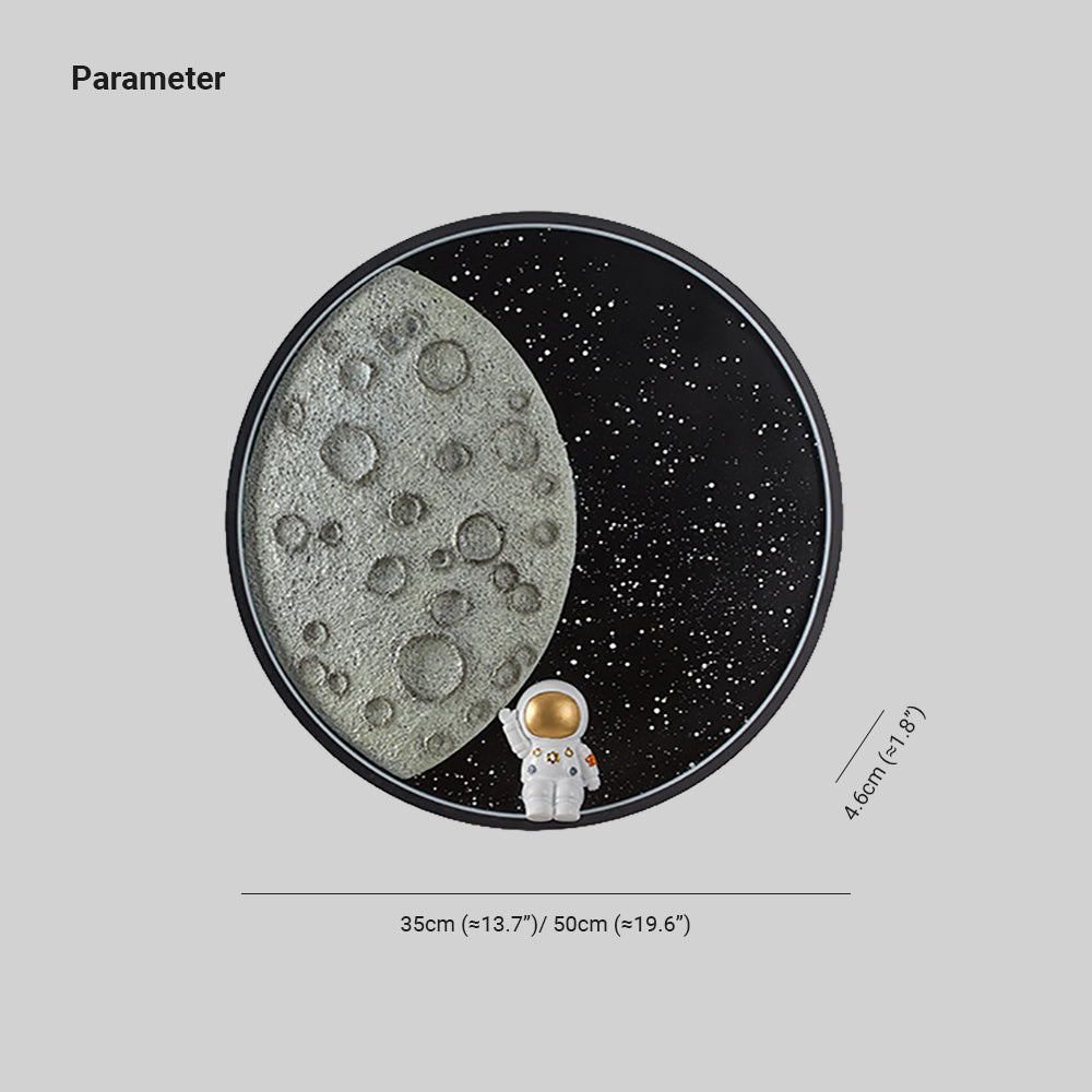 Elif Wandleuchte Astronaut Moon Schwarz, ∅35/50CM - Lumpaz