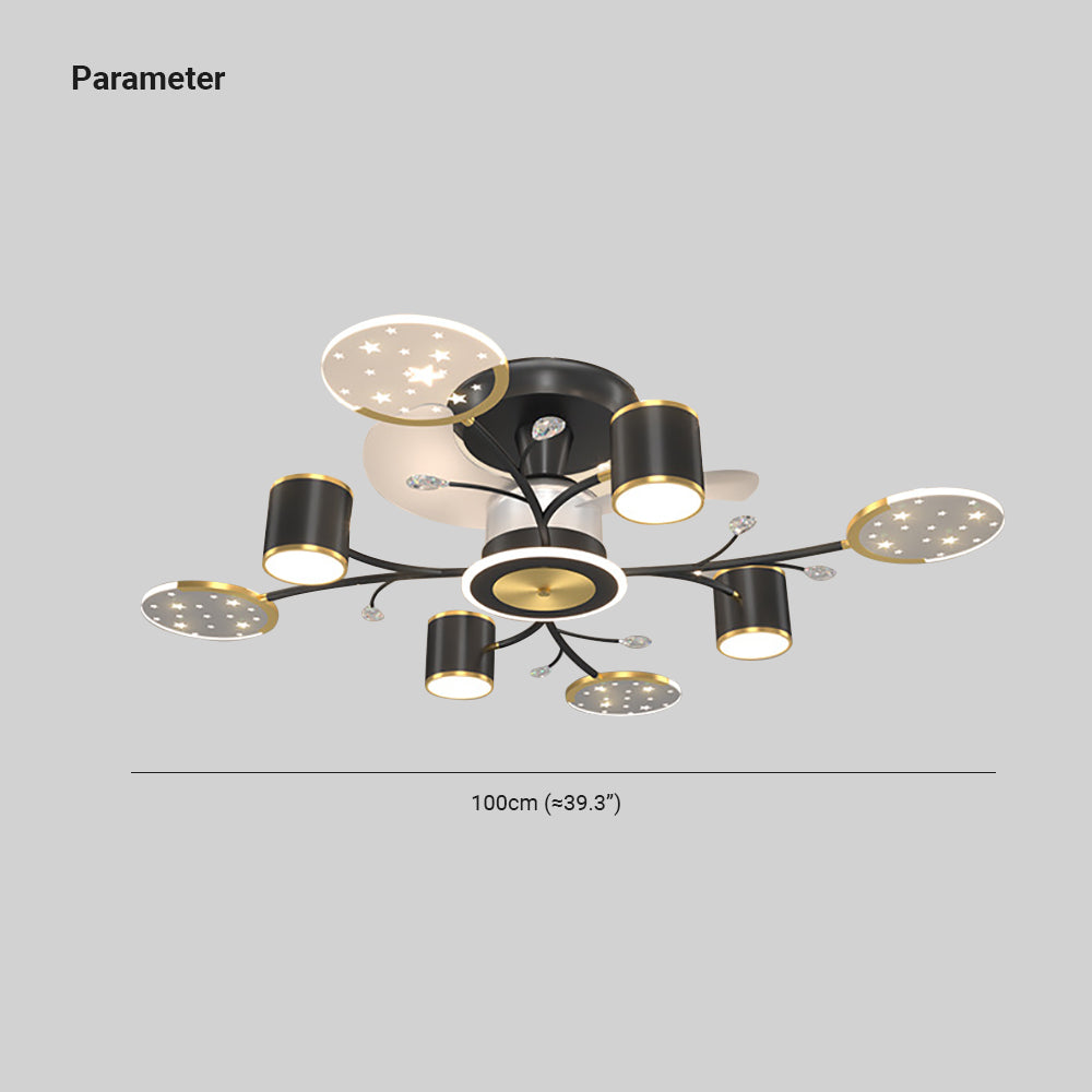Madina Deckenventilator mit Beleuchtung, 6/8/10/12-flammig, ∅80/100/120CM - Lumpaz