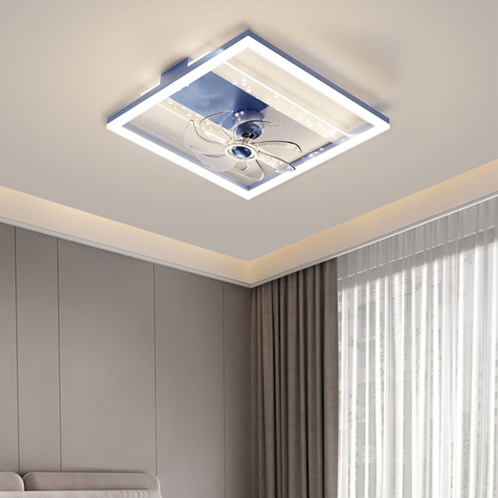 Kelley Deckenventilator mit Beleuchtung Blau & Schwarz, 5 Stile, ∅50/90/110CM - Lumpaz