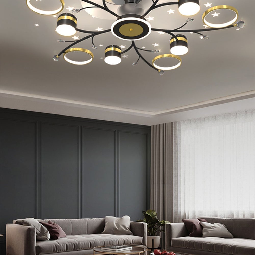 Madina Deckenventilator mit Beleuchtung, 6/8/10-flammig, ∅80/120CM - Lumpaz