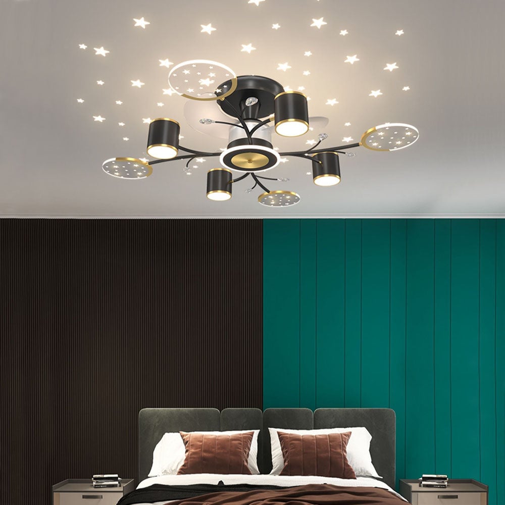 Madina Deckenventilator mit Beleuchtung, 6/8/10/12-flammig, ∅80/100/120CM - Lumpaz