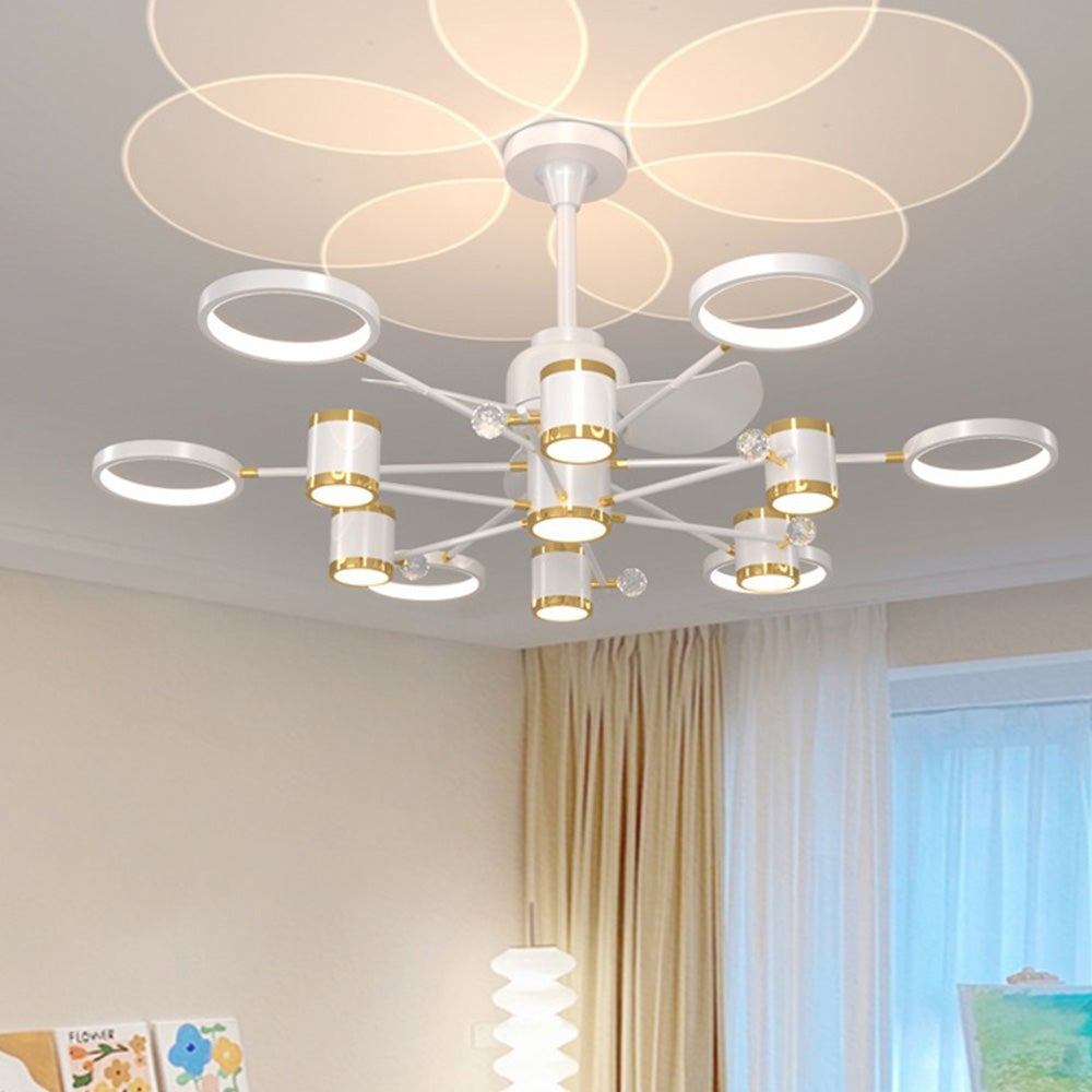 Madina Deckenventilator mit Beleuchtung Weiß & Schwarz, 12-flammig, ∅120CM - Lumpaz