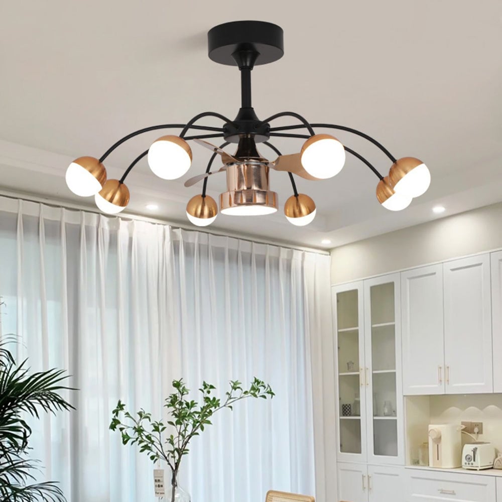 Valentina Deckenventilator mit Beleuchtung Aluminium & Metall, 8-flammig, ∅93CM - Lumpaz