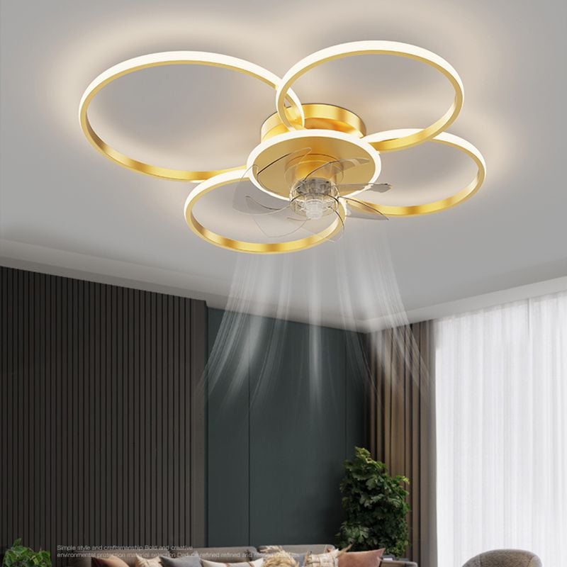 Arisha Deckenventilator mit Beleuchtung 2/3/4/5 Ringe, 2 Farben, ∅45/55/60/80CM - Lumpaz