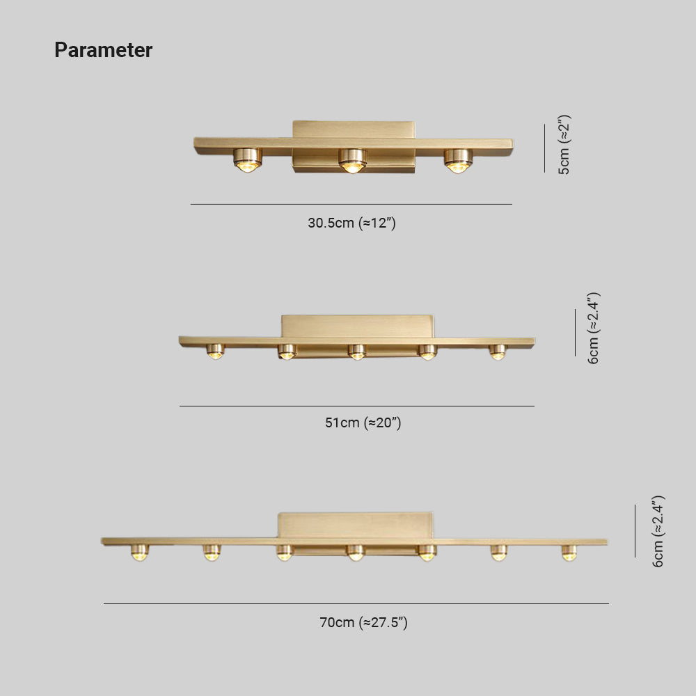 Leigh Spiegelfront Wandleuchte Wasserwelle Messing, 3/5/7-flammig - Lumpaz
