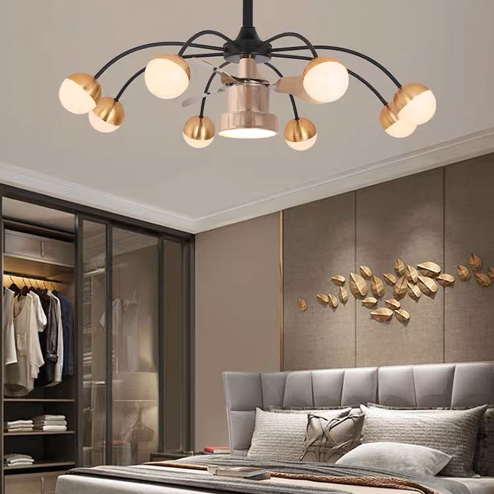 Valentina Deckenventilator mit Beleuchtung Aluminium & Metall, 8-flammig, ∅93CM - Lumpaz