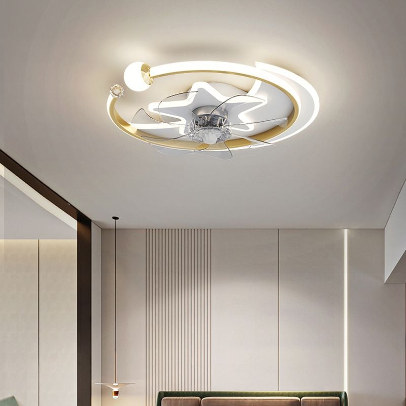 Minori Deckenventilator mit Beleuchtung Stern & Mond, 3 Farben, ∅51CM - Lumpaz