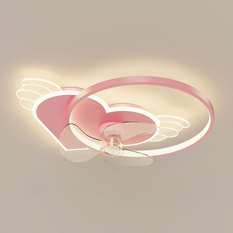 Minori Deckenventilator mit Beleuchtung Herz Rosa, 56CM Lang - Lumpaz