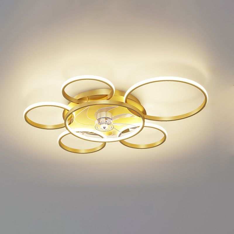 Arisha Deckenventilator mit Beleuchtung Kreis & Krone，2 Farben, 3 Stile, 90CM - Lumpaz