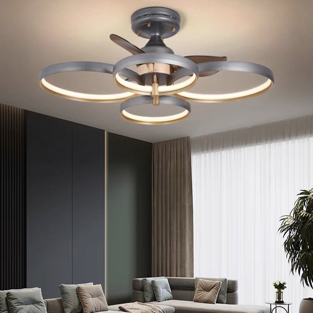Kelley Deckenventilator mit Beleuchtung Aluminium & Metall, 2/3/4-flammig, ∅65/90CM - Lumpaz