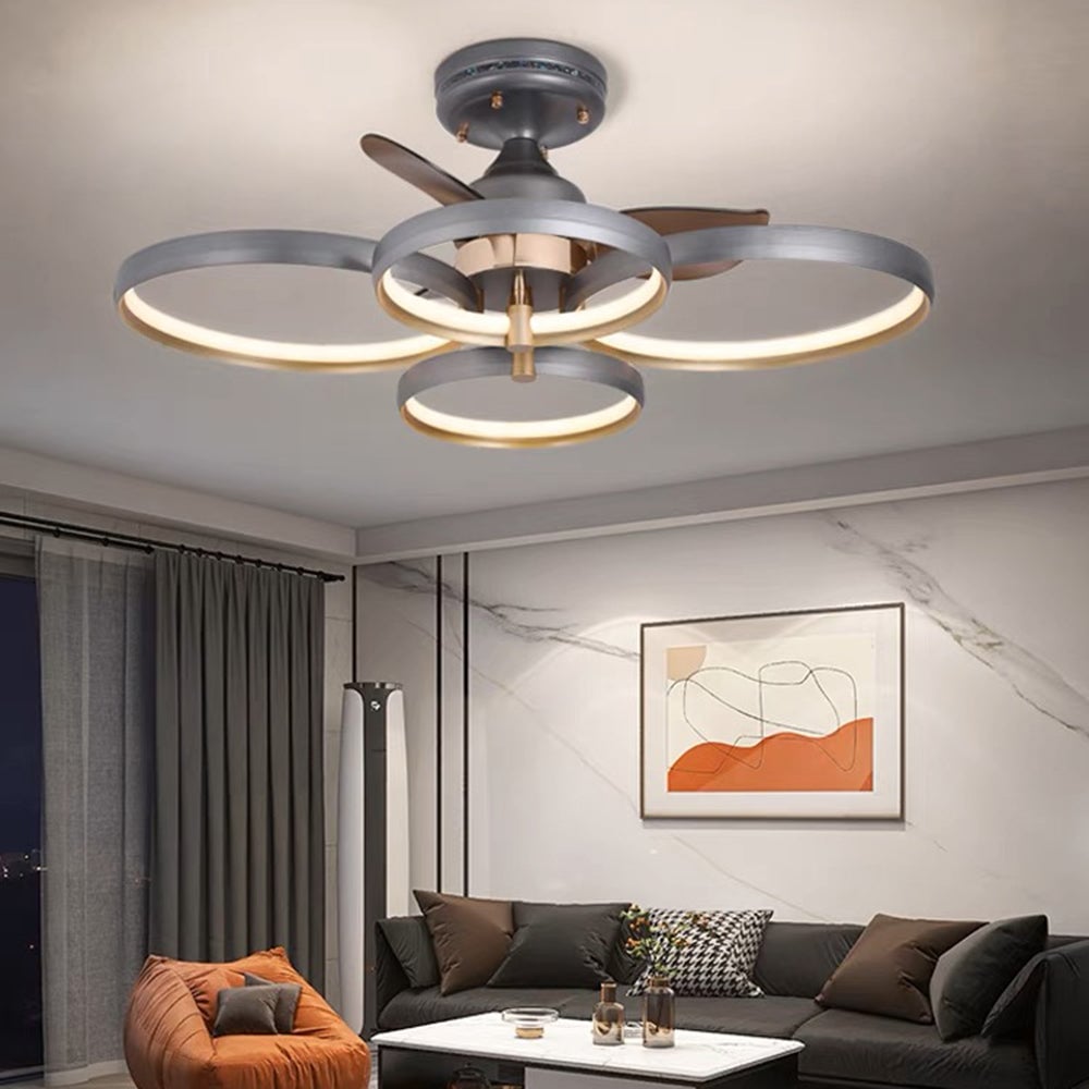 Kelley Deckenventilator mit Beleuchtung Aluminium & Metall, 2/3/4-flammig, ∅65/90CM - Lumpaz