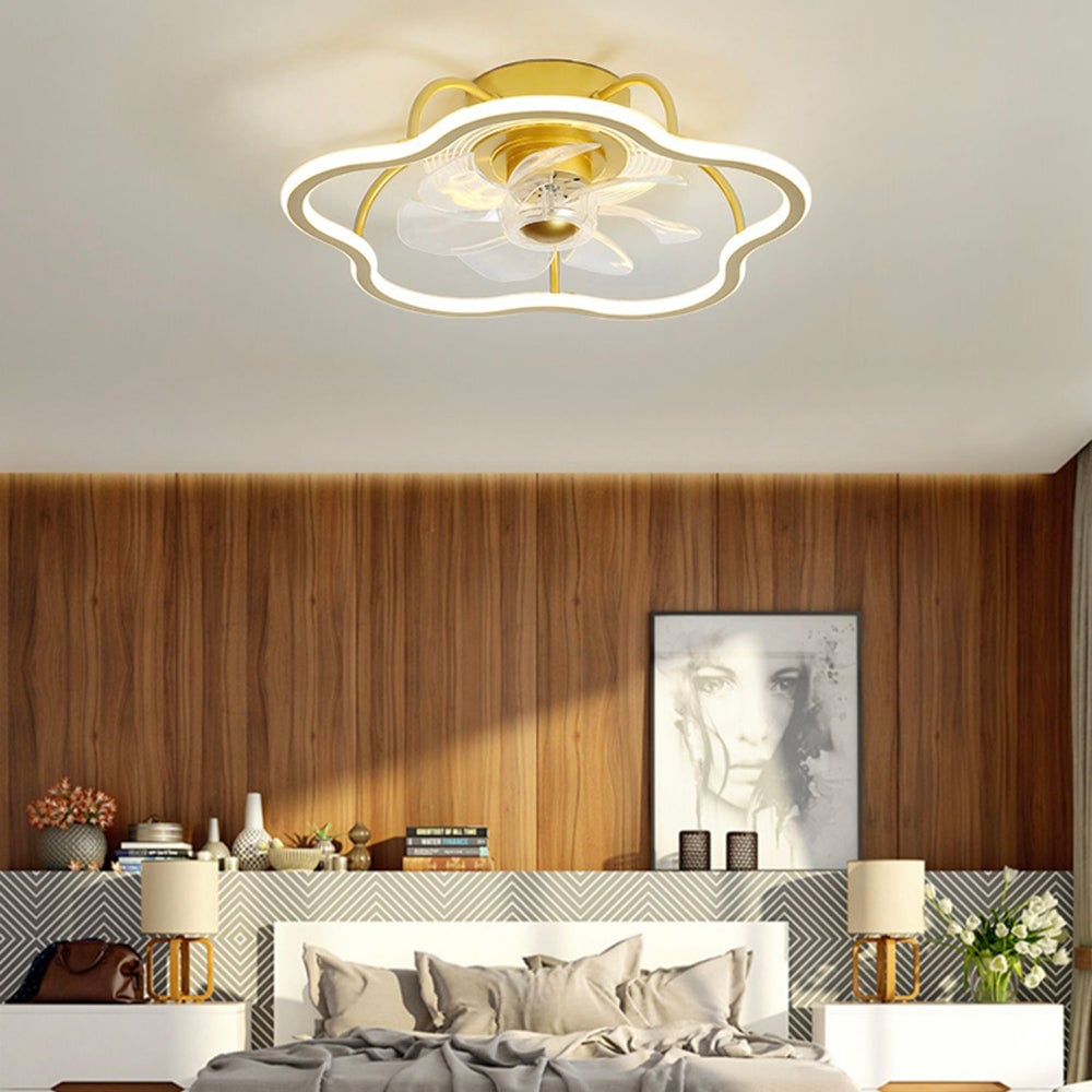 Kelley Deckenventilator mit Beleuchtung Blume Gold, ∅50CM - Lumpaz