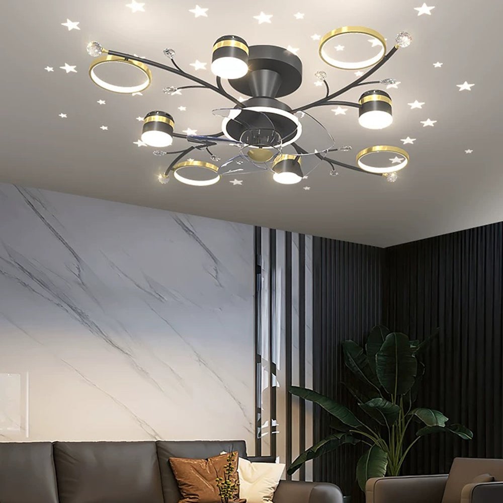 Madina Deckenventilator mit Beleuchtung, 6/8/10-flammig, ∅80/120CM - Lumpaz