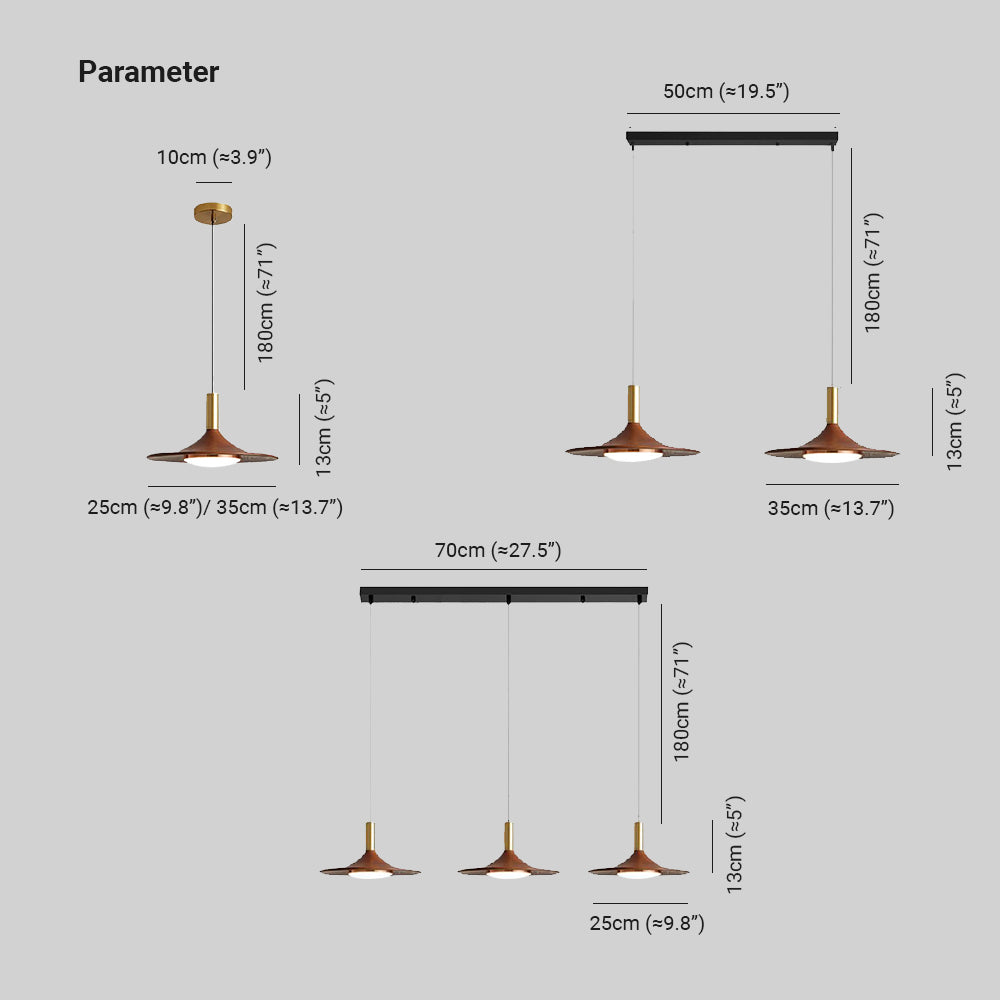 Carins Pendelleuchte,  Metall & Holz, 1/2/3-flammig, ∅25CM/35CM - Lumpaz