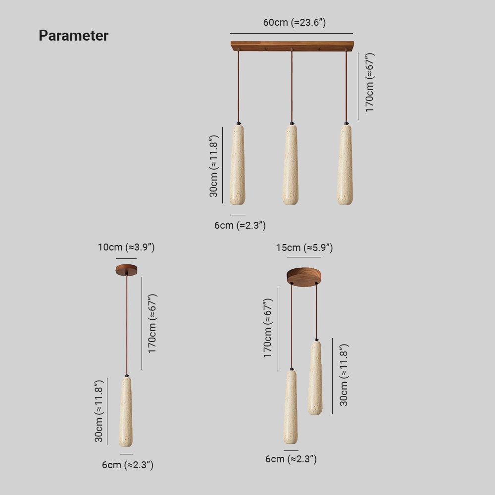 Ozawa Pendelleuchte, Cluster, Holz & Stein, 1/2/3-flammig - Lumpaz