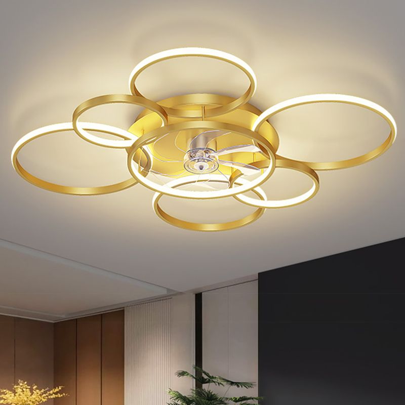 Arisha Deckenventilator mit Beleuchtung Kreis & Krone，2 Farben, 3 Stile, 90CM - Lumpaz
