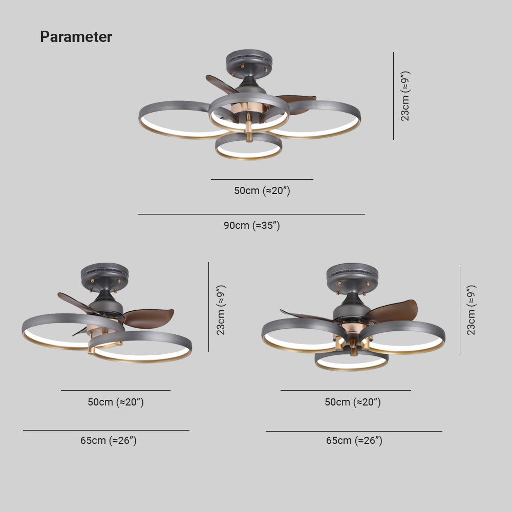 Kelley Deckenventilator mit Beleuchtung Aluminium & Metall, 2/3/4-flammig, ∅65/90CM - Lumpaz