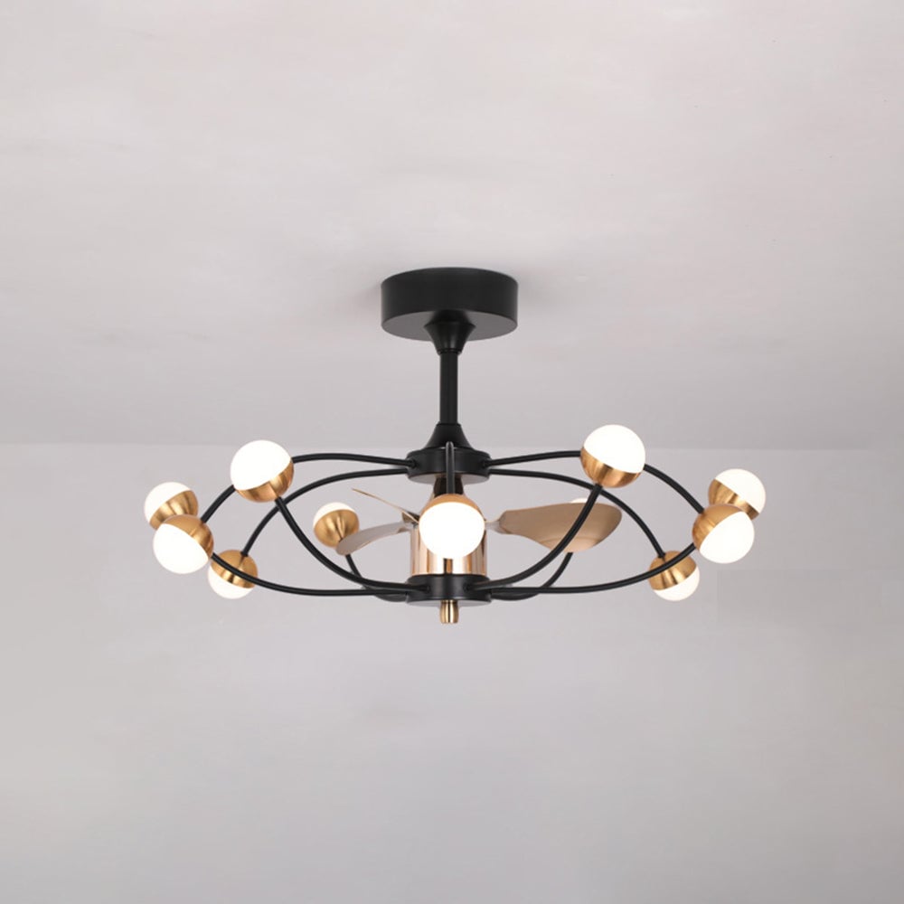 Valentina Deckenventilator mit Beleuchtung, 12-flamming, Metall & Acryl, ∅90CM - Lumpaz