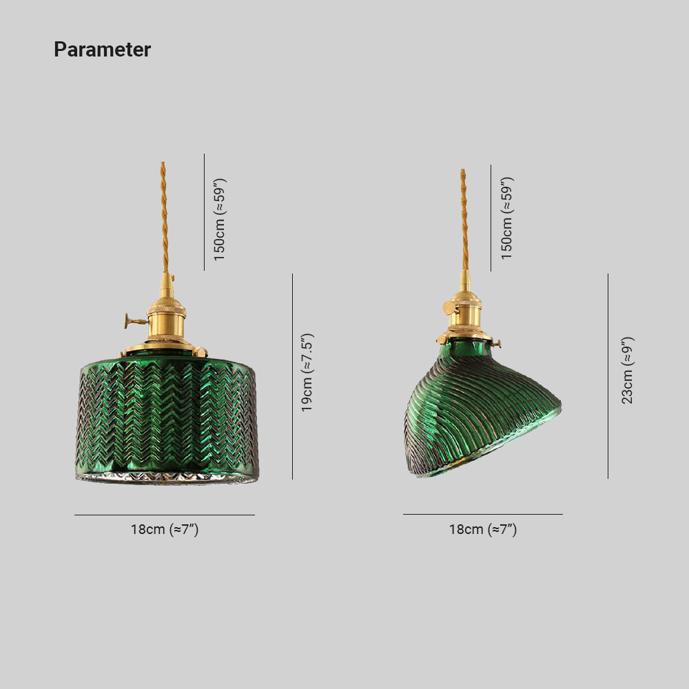 Hailie Pendelleuchte Grün, 2 Stile, Höhe 19CM/23CM - Lumpaz