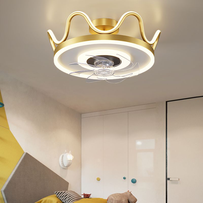 Arisha Deckenventilator mit Beleuchtung Kreis & Krone，2 Farben, 3 Stile, 90CM - Lumpaz