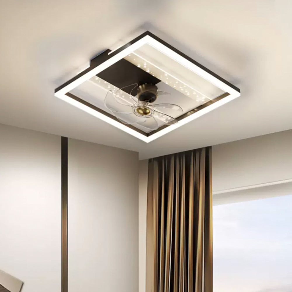 Kelley Deckenventilator mit Beleuchtung Blau & Schwarz, 5 Stile, ∅50/90/110CM - Lumpaz