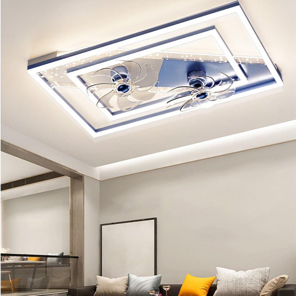 Kelley Deckenventilator mit Beleuchtung Blau & Schwarz, 5 Stile, ∅50/90/110CM - Lumpaz