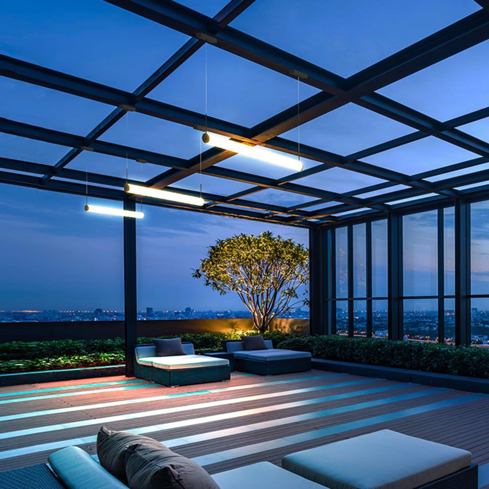 Edge Außenpendelleuchte Schwarz & Weiß, 126CM Lang - Lumpaz