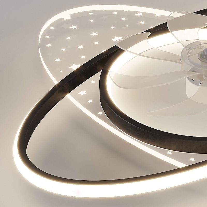 Madina Deckenventilator mit Beleuchtung 2-Ring 7-Blatt, 2 Farben, 58CM Lang - Lumpaz