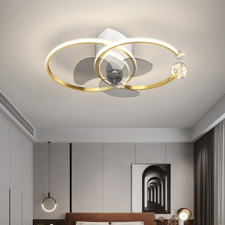 Arisha Deckenventilator mit Beleuchtung Doppel-C 3-Blatt, 2 Farben, ∅70CM - Lumpaz