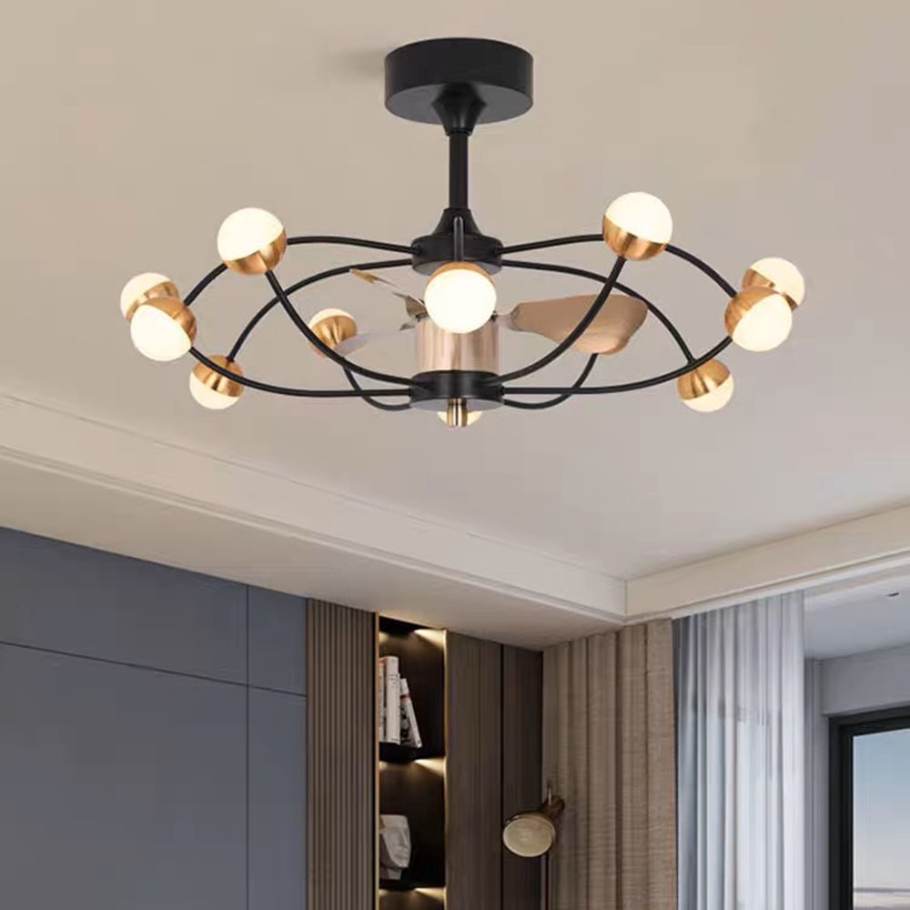 Valentina Deckenventilator mit Beleuchtung, 12-flamming, Metall & Acryl, ∅90CM - Lumpaz