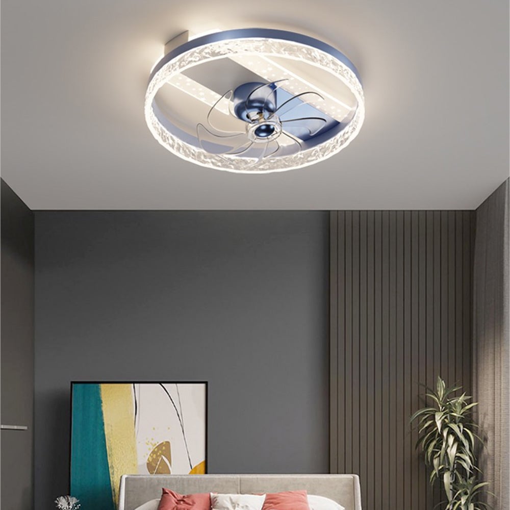 Kelley Deckenventilator mit Beleuchtung Blau & Schwarz, 5 Stile, ∅50/90/110CM - Lumpaz