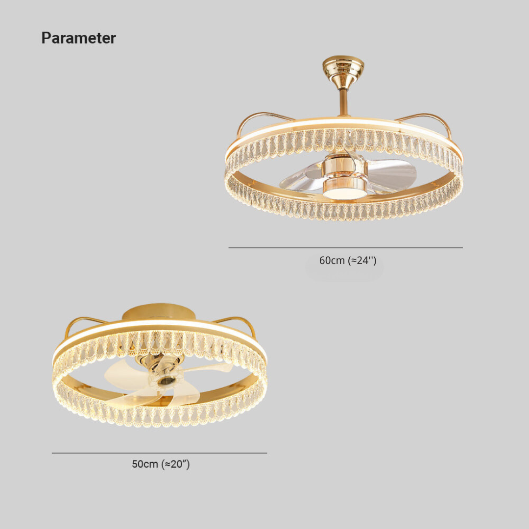 Kelley Deckenventilator mit Beleuchtung Gold, 2 Stile, ∅50/60CM - Lumpaz