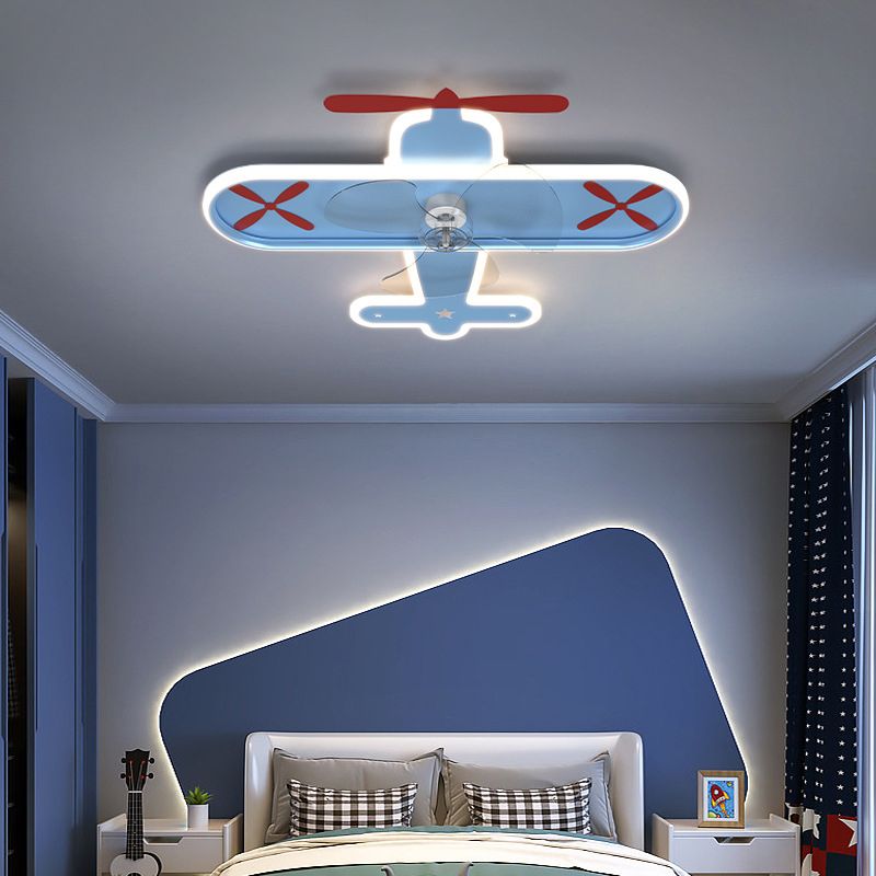 Minori Deckenventilator mit Beleuchtung Flugzeug Blau, 53CM Lang - Lumpaz