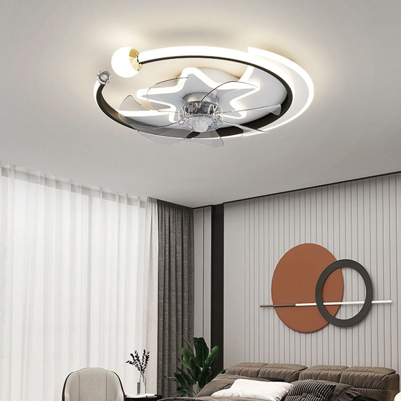 Minori Deckenventilator mit Beleuchtung Stern & Mond, 3 Farben, ∅51CM - Lumpaz