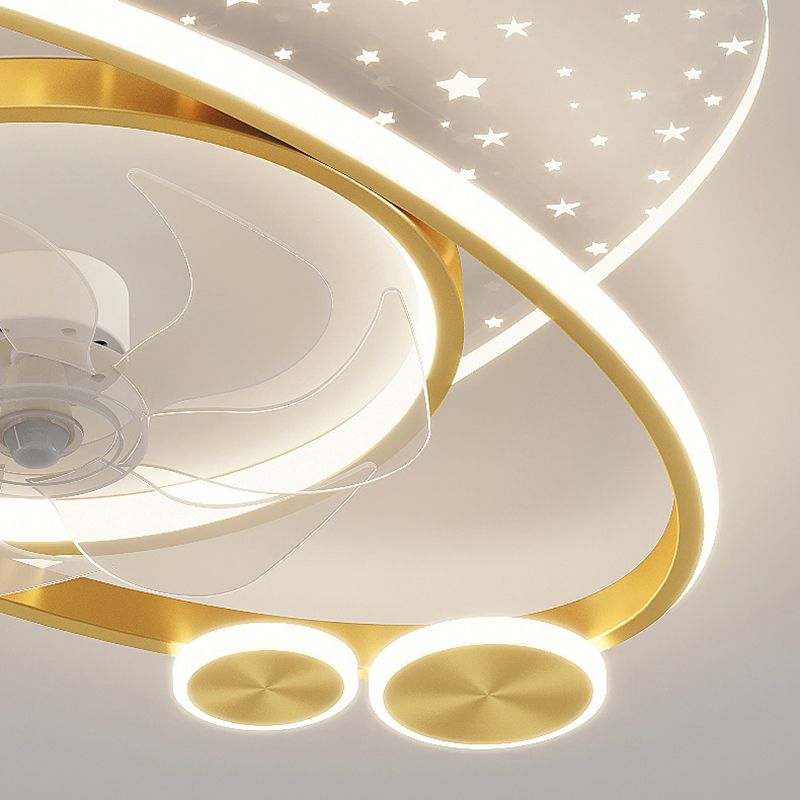 Madina Deckenventilator mit Beleuchtung 2-Ring 7-Blatt, 2 Farben, 58CM Lang - Lumpaz