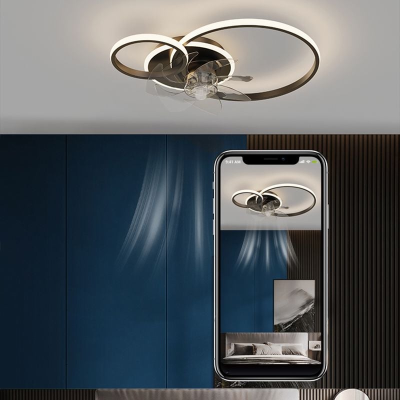Arisha Deckenventilator mit Beleuchtung 2/3/4/5 Ringe, 2 Farben, ∅45/55/60/80CM - Lumpaz