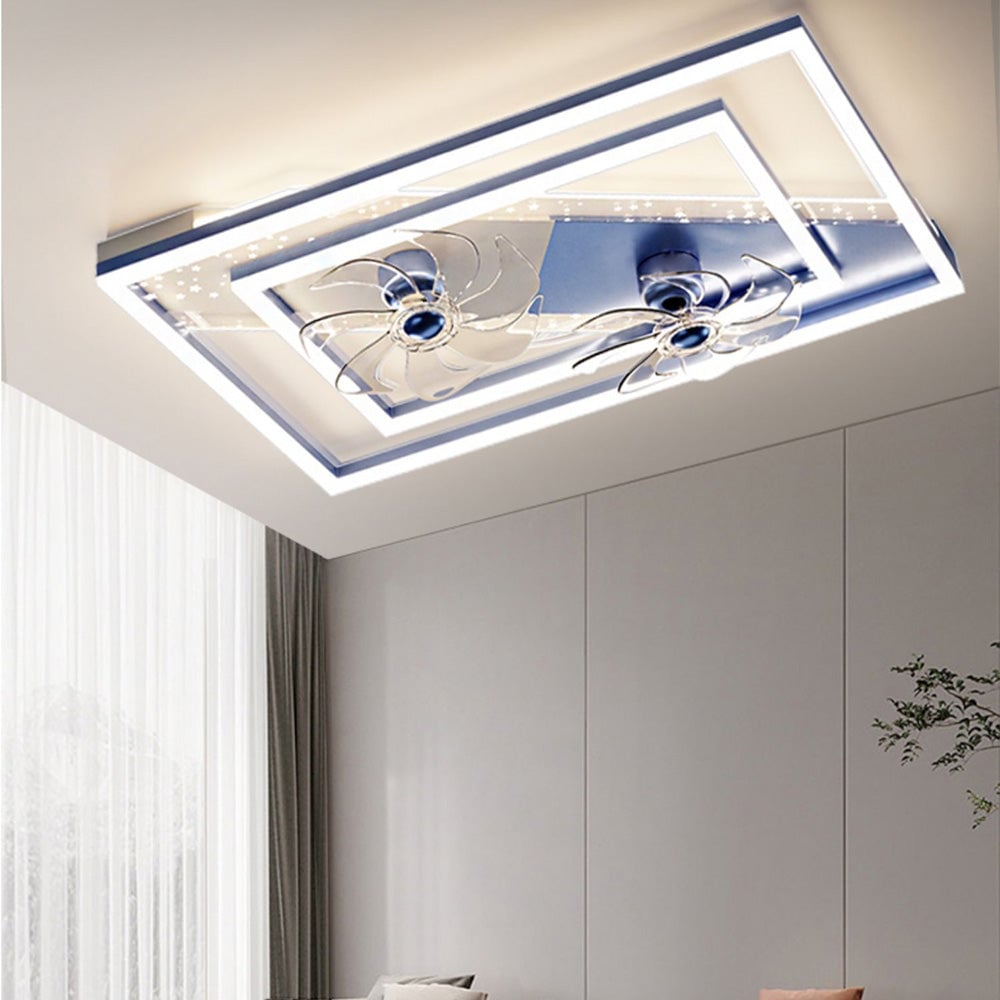Kelley Deckenventilator mit Beleuchtung Blau & Schwarz, 5 Stile, ∅50/90/110CM - Lumpaz