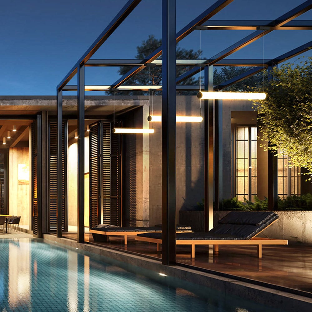 Edge Außenpendelleuchte Schwarz & Weiß, 126CM Lang - Lumpaz