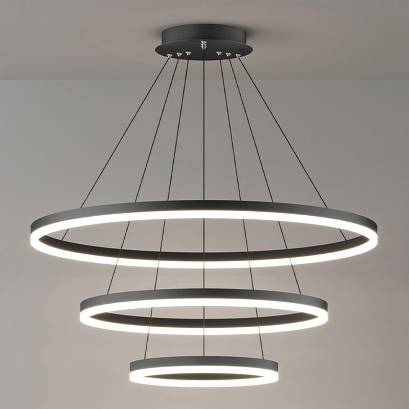 Arisha Pendelleuchte Schwarz, 3-Ringe, 3 Stile - Lumpaz