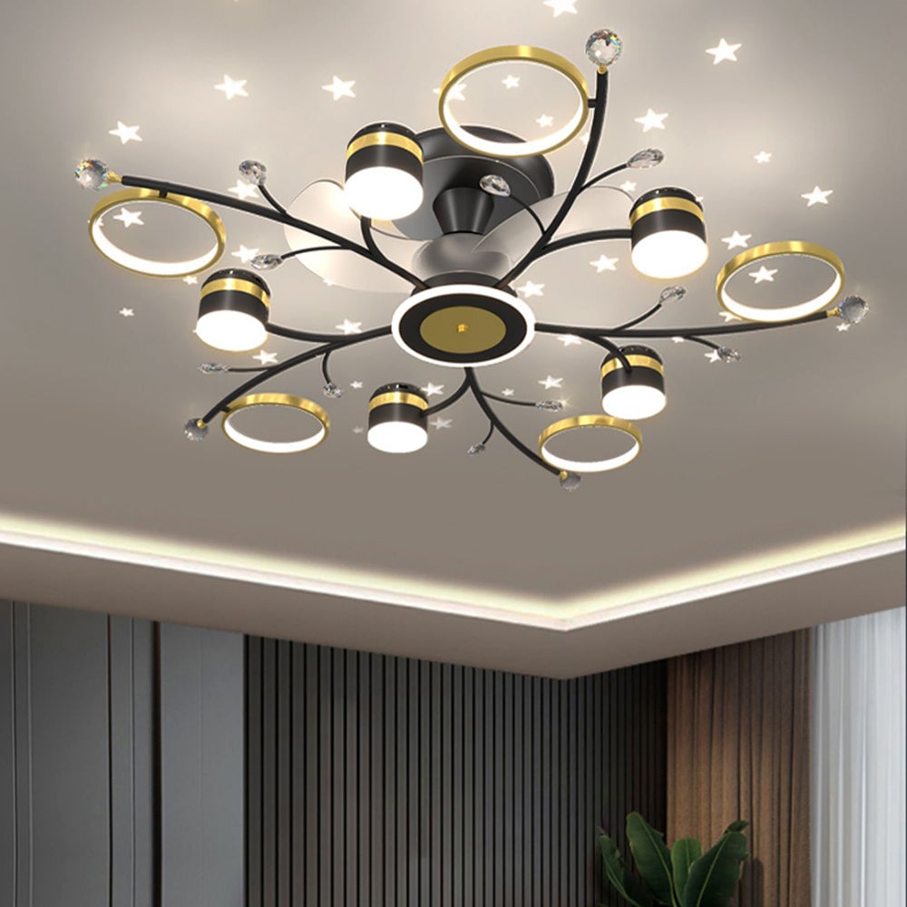 Madina Deckenventilator mit Beleuchtung, 6/8/10-flammig, ∅80/120CM - Lumpaz