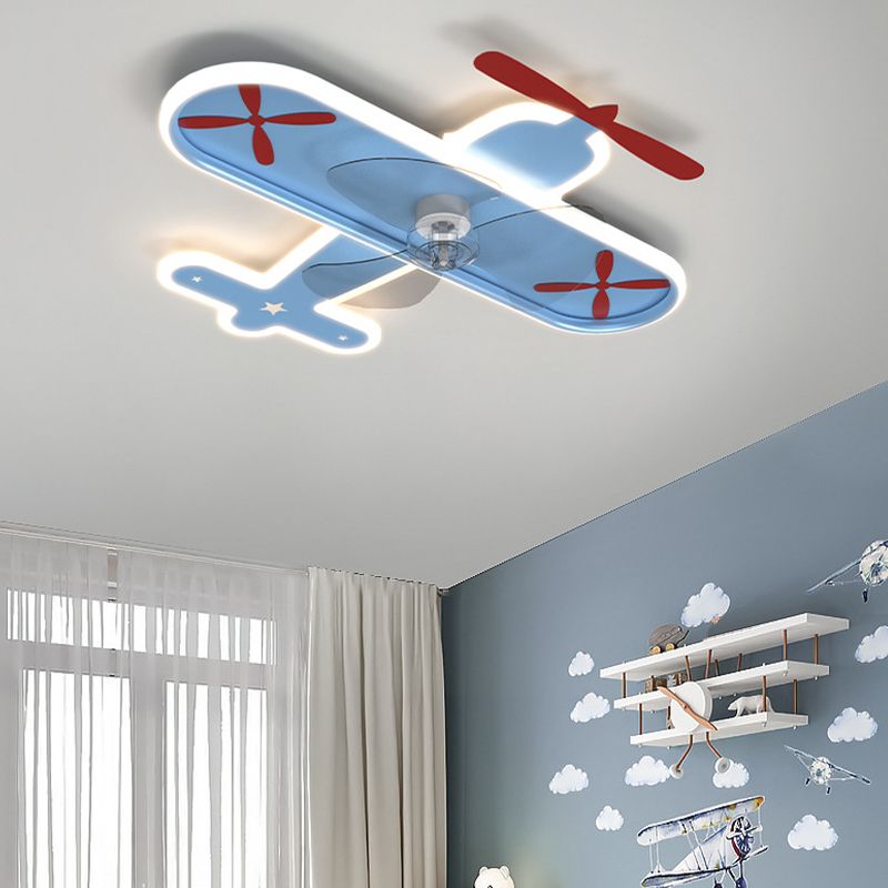 Minori Deckenventilator mit Beleuchtung Flugzeug Blau, 53CM Lang - Lumpaz